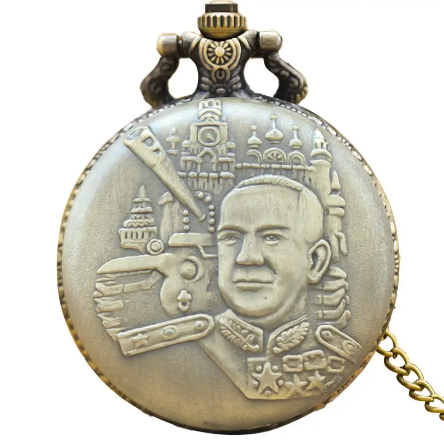 Chinese Style Bronze Pocket Watch with Character Design - Image 4