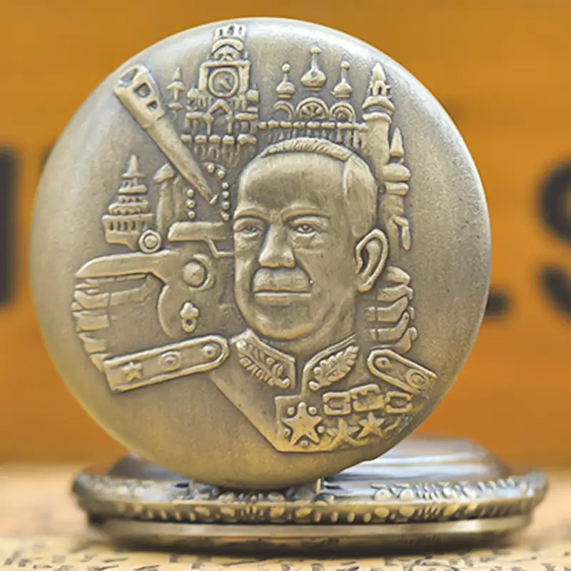 Chinese Style Bronze Pocket Watch with Character Design - Image 5
