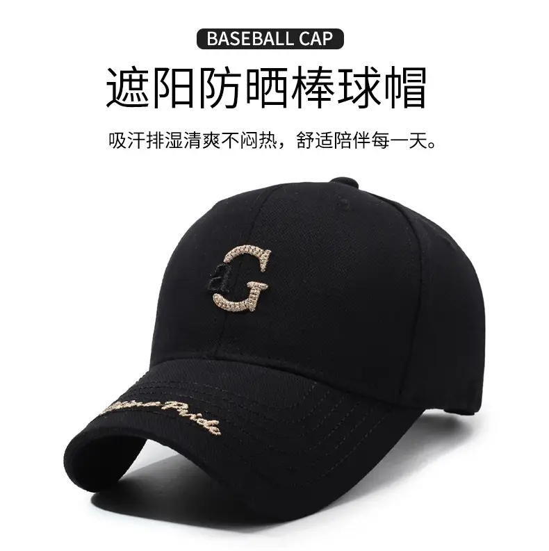 Korean Style Black Baseball Cap with Letter Embroidery — feature 1
