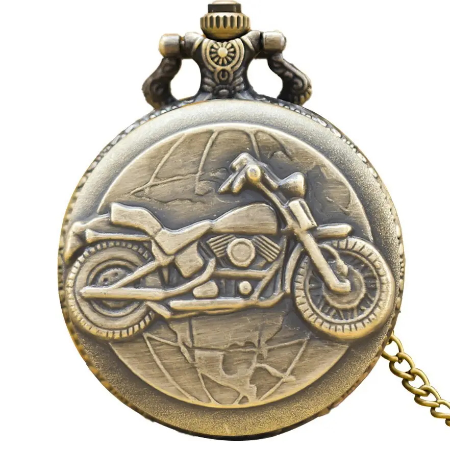 Retro Bronze Motorcycle Pocket Watch Gift Watch - Image 6