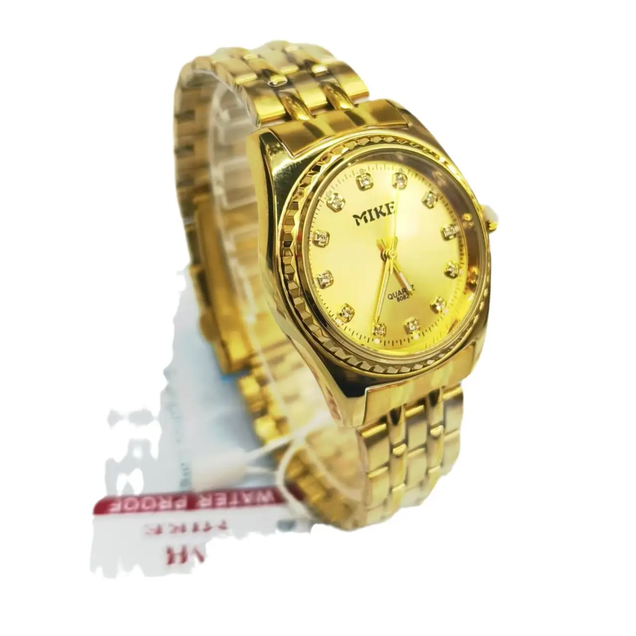 Gold Male Couple Watch with Crystal Dial