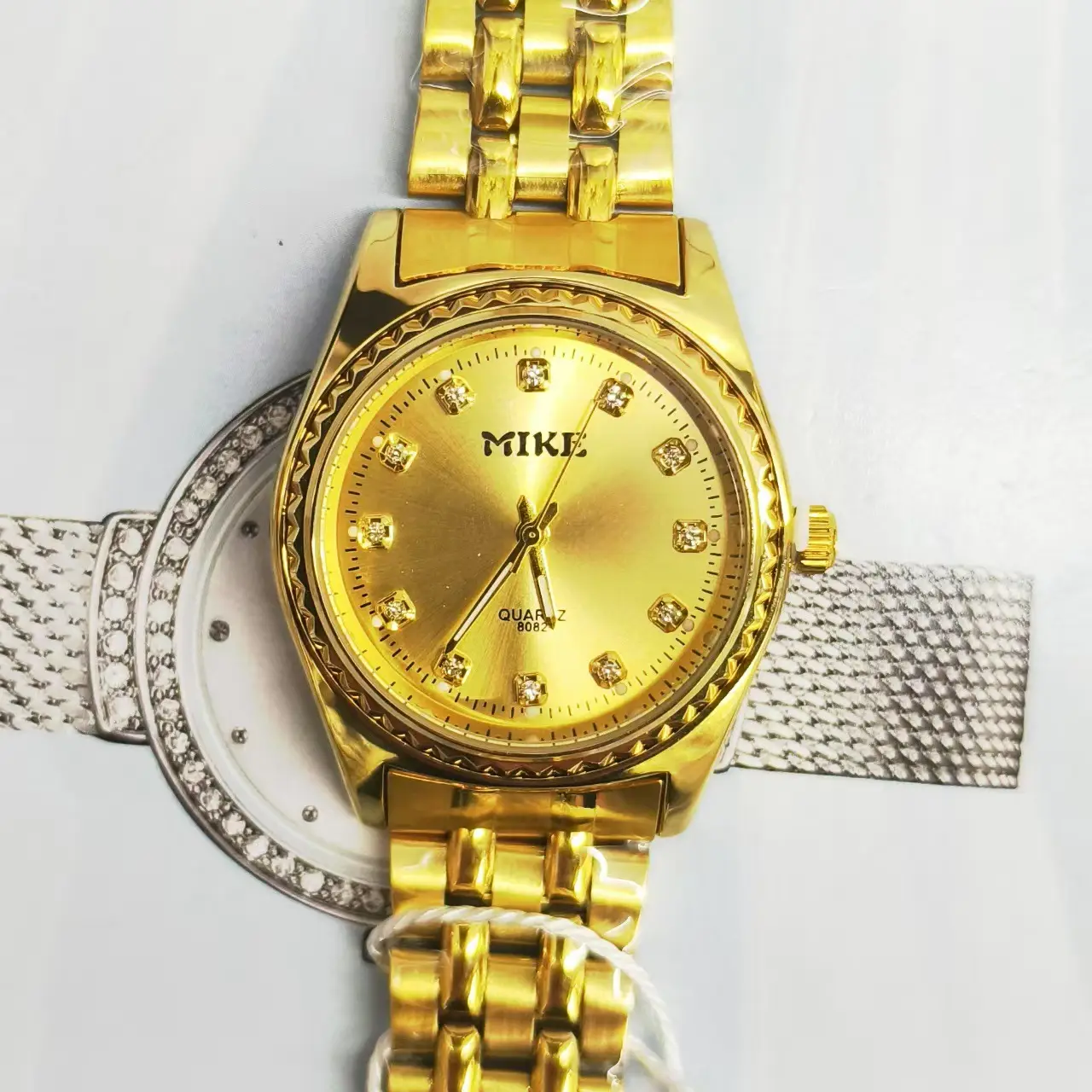 Gold Male Couple Watch with Crystal Dial — feature 5