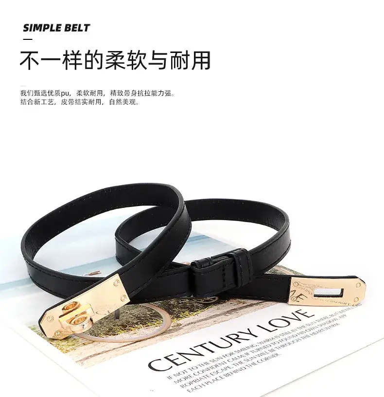 Black Belt with Gold Buckle for Women — feature 7