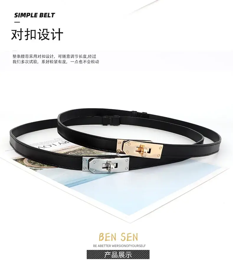 Black Belt with Gold Buckle for Women — feature 8