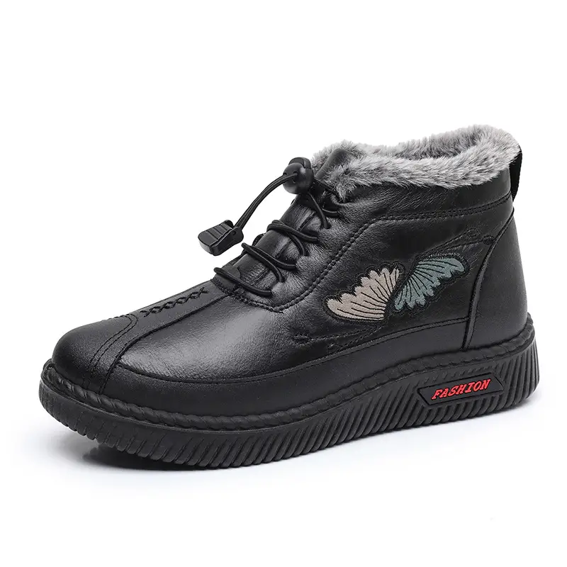 Winter Fleece-Lined Thickened Waterproof Snow Boots for Women, Old Beijing Style Mom Cotton Shoes, Short Boots for Middle-Aged and Elderly Women with Thick Soles - Image 7