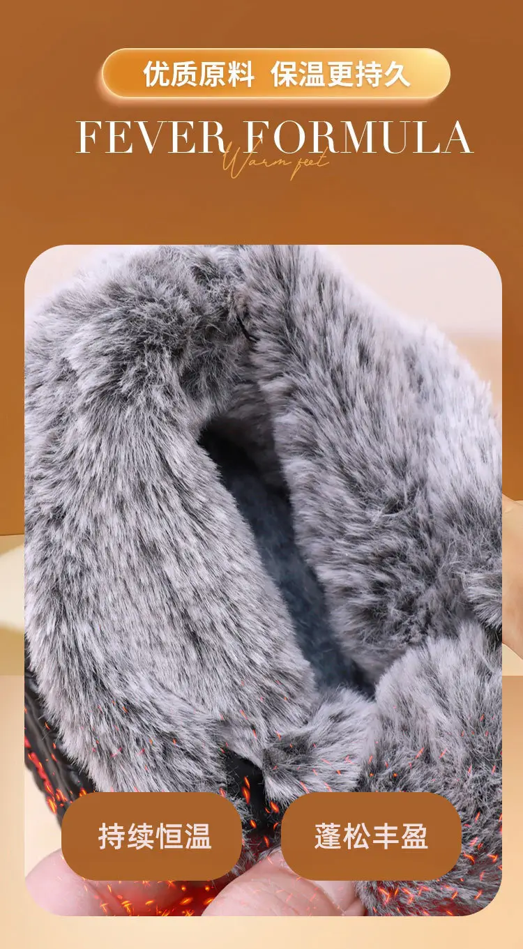 Winter Fleece-Lined Thickened Waterproof Snow Boots for Women, Old Beijing Style Mom Cotton Shoes, Short Boots for Middle-Aged and Elderly Women with Thick Soles — feature 7