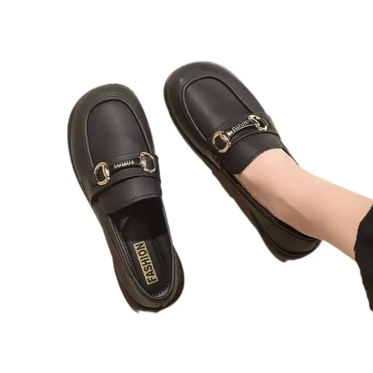 Mary Jane Single-layer Shoes Women's 2025 New Spring Flat Shoes French Gentle Matching Skirt Work Small Leather Shoes Shallow Mouth