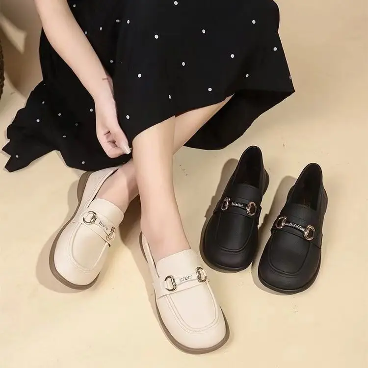 Mary Jane Single-layer Shoes Women's 2025 New Spring Flat Shoes French Gentle Matching Skirt Work Small Leather Shoes Shallow Mouth — feature 1