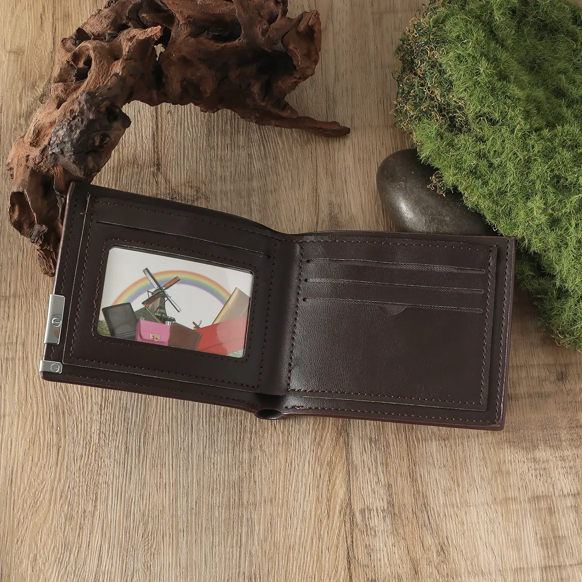 2025 Men's Brown Quartz Watch Wallet Belt Keychain Set — feature 5
