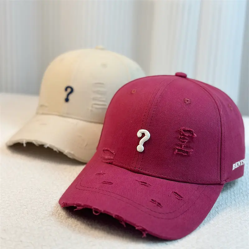 Women's White Question Mark Baseball Cap with Wide Brim - Image 8