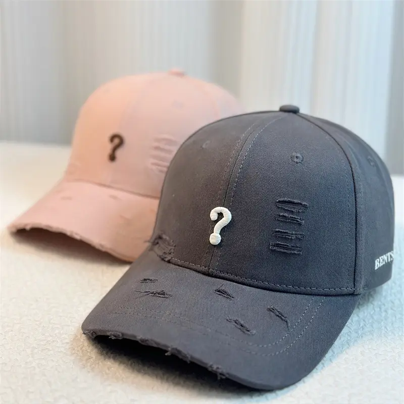 Women's White Question Mark Baseball Cap with Wide Brim - Image 10
