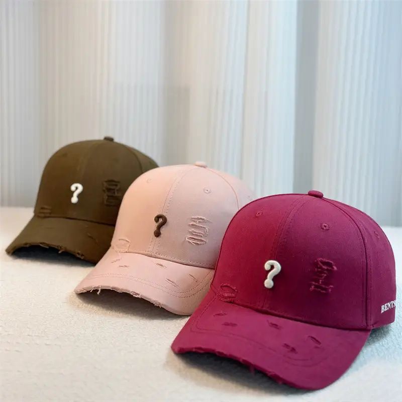 Women's White Question Mark Baseball Cap with Wide Brim - Image 11