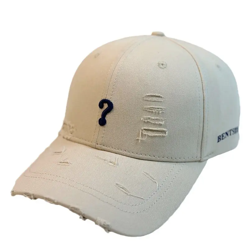 Women's White Question Mark Baseball Cap with Wide Brim - Image 12