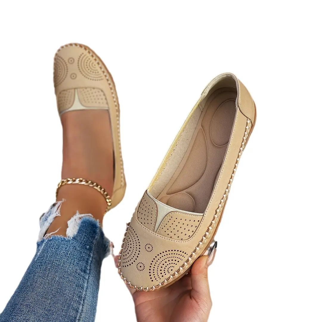 Plus-Size Popular Foreign Trade Stitched Laser-Cut Women's Flat Loafers, Retro Stitched Design, Available for Foreign Trade and Cross-Border E-Commerce Supply - Image 5