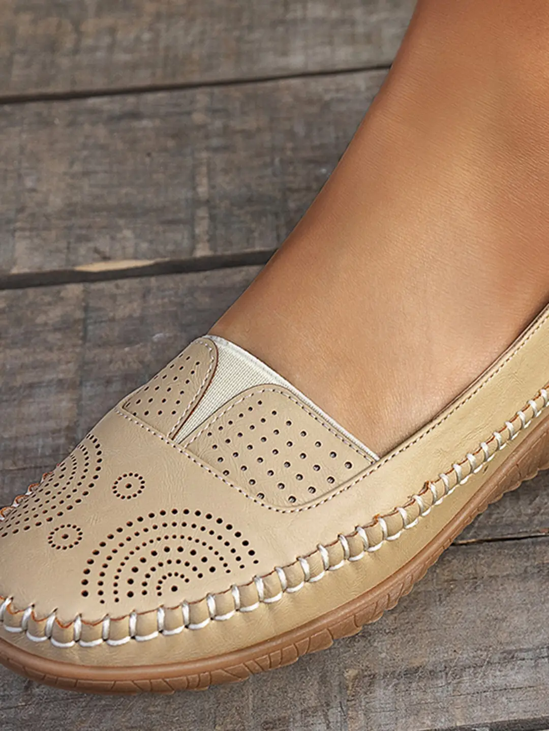 Plus-Size Popular Foreign Trade Stitched Laser-Cut Women's Flat Loafers, Retro Stitched Design, Available for Foreign Trade and Cross-Border E-Commerce Supply — feature 12