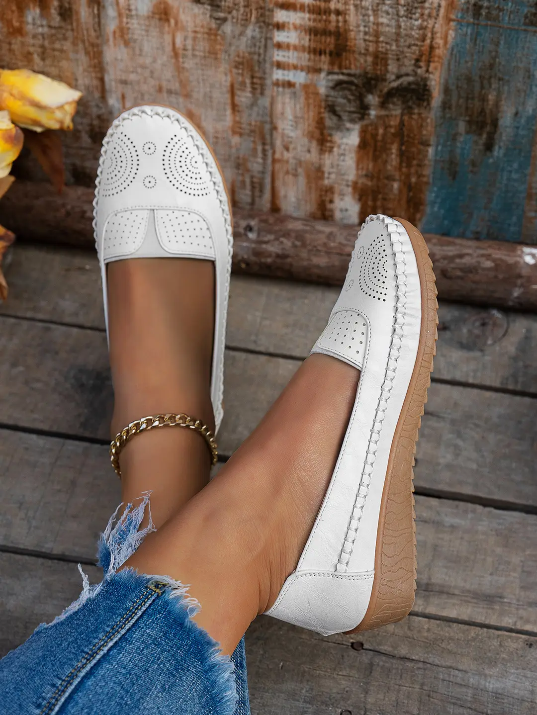 Plus-Size Popular Foreign Trade Stitched Laser-Cut Women's Flat Loafers, Retro Stitched Design, Available for Foreign Trade and Cross-Border E-Commerce Supply — feature 20
