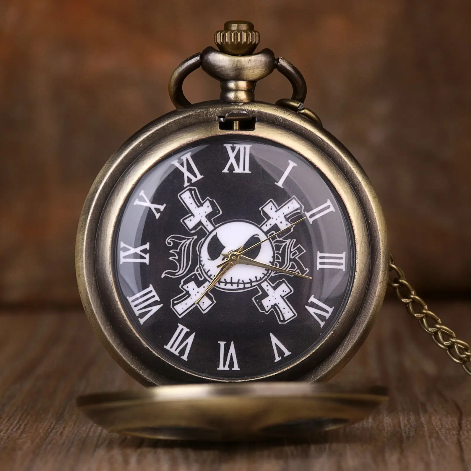 Bronze Hollow Flower Pocket Watch Quartz Flip-Top Large - Image 13