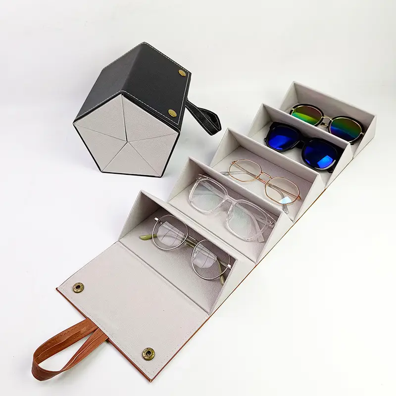 Portable Folding Sunglasses Storage Box Blue Yellow - Image 34