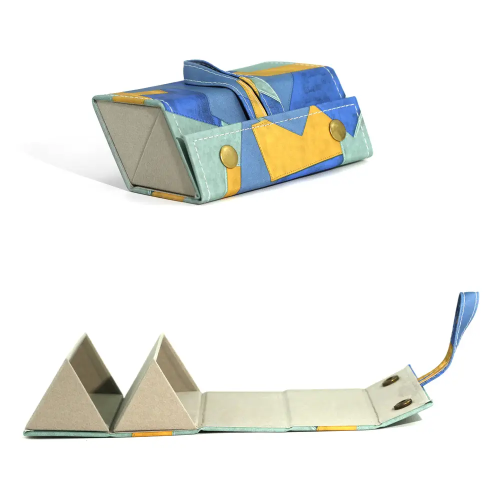 Portable Folding Sunglasses Storage Box Blue Yellow - Image 21