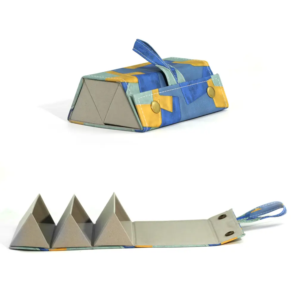 Portable Folding Sunglasses Storage Box Blue Yellow - Image 22