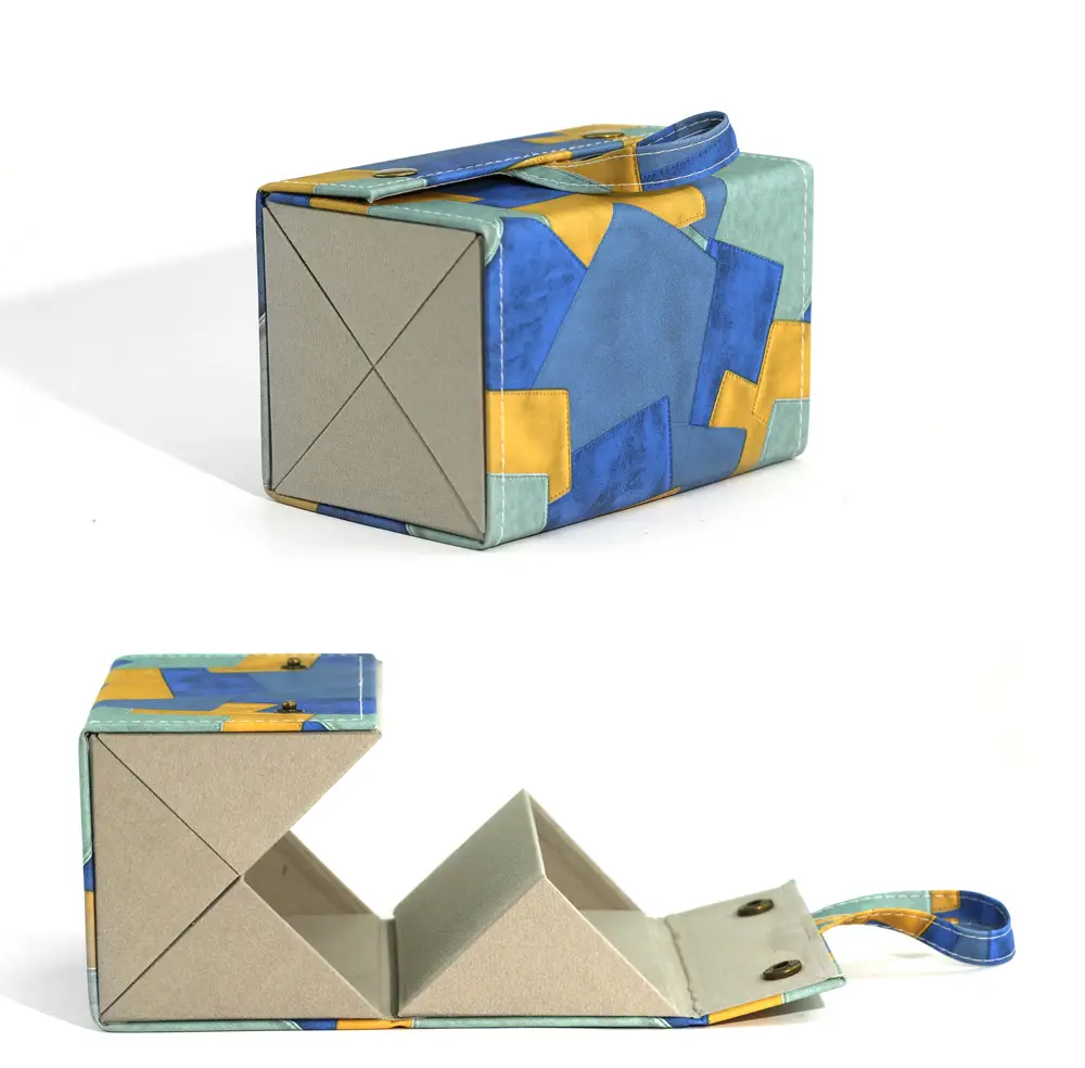 Portable Folding Sunglasses Storage Box Blue Yellow - Image 23
