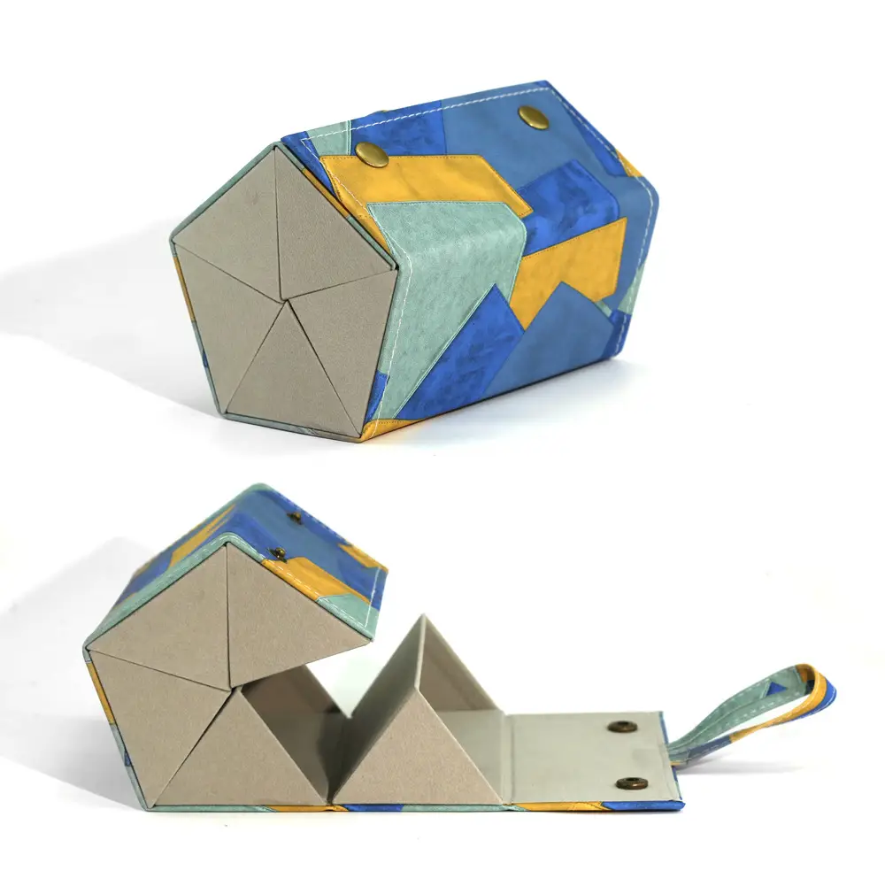 Portable Folding Sunglasses Storage Box Blue Yellow - Image 24