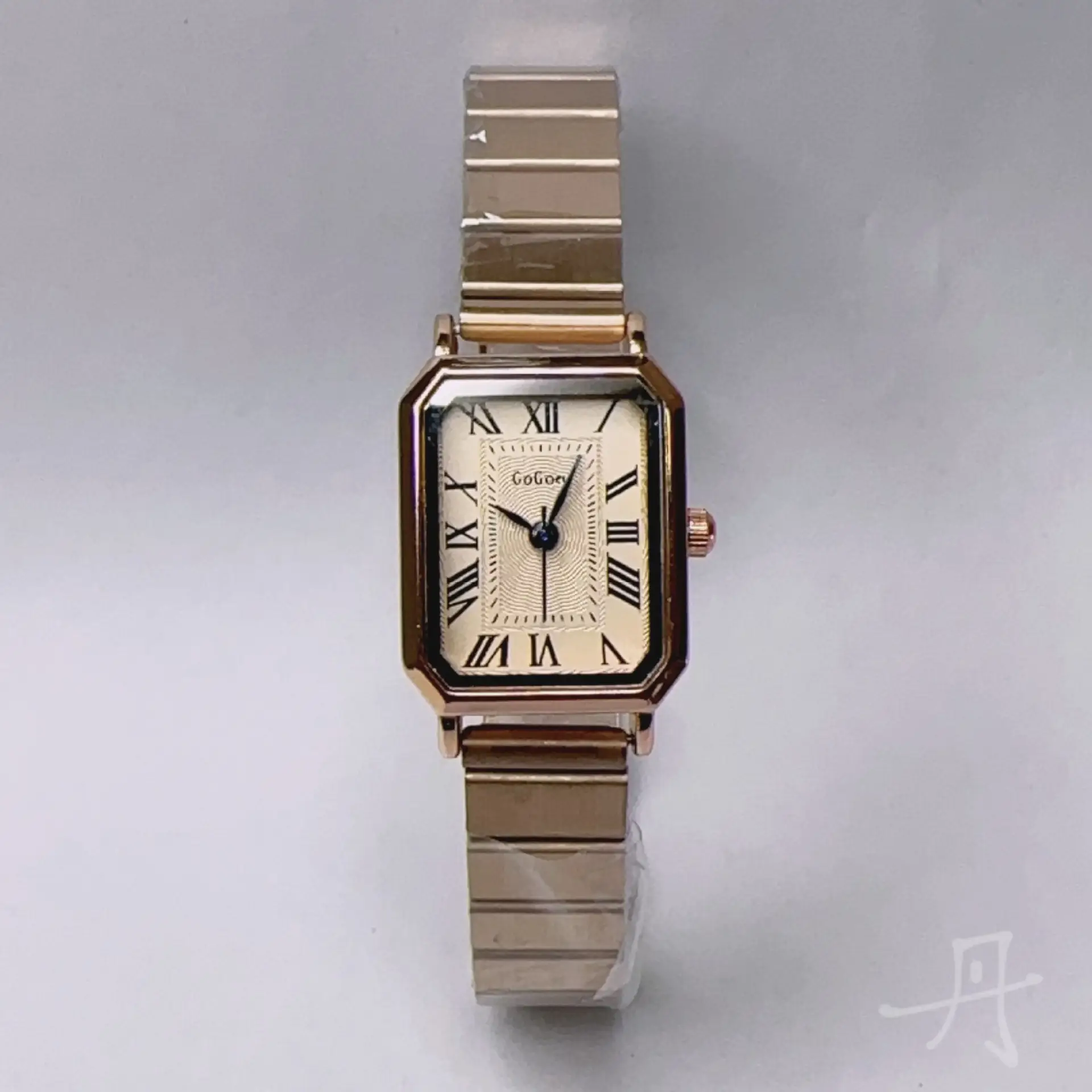 Women's Square Gold Watch with Stainless Steel Band
