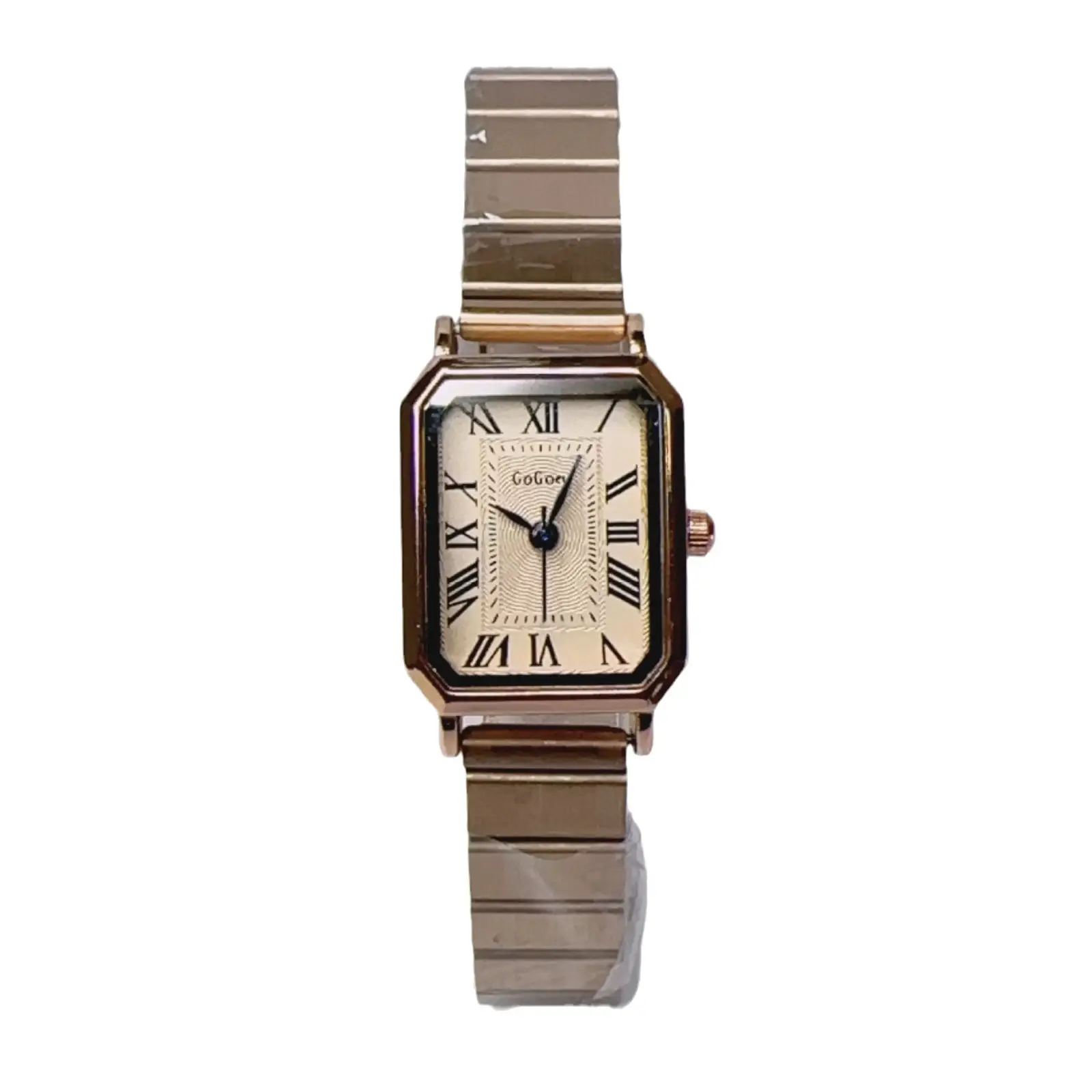 Women's Square Gold Watch with Stainless Steel Band