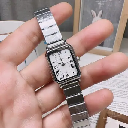 Women's Square Gold Watch with Stainless Steel Band