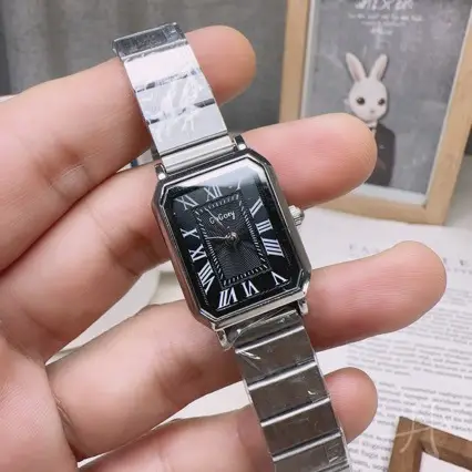 Women's Square Gold Watch with Stainless Steel Band
