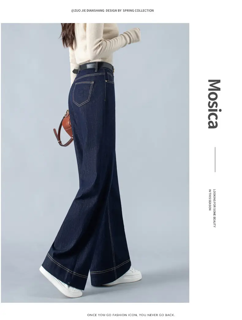 Dark Blue Wide Leg Jeans Women Spring Autumn 2026 — feature 11