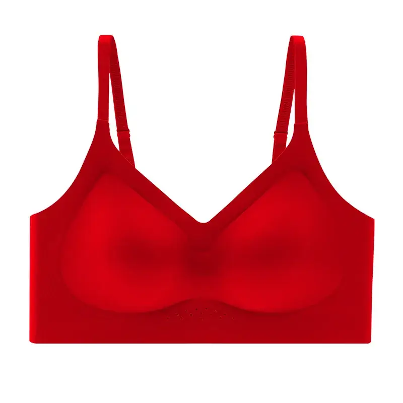 Big Red Fixed Cup No Steel Ring Bra Panties Women - Image 2