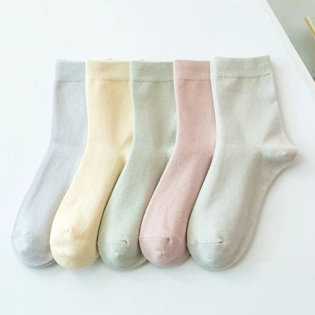 Autumn and winter thick sports breathable tube business stockings men's double needle solid color combed cotton socks wholesale