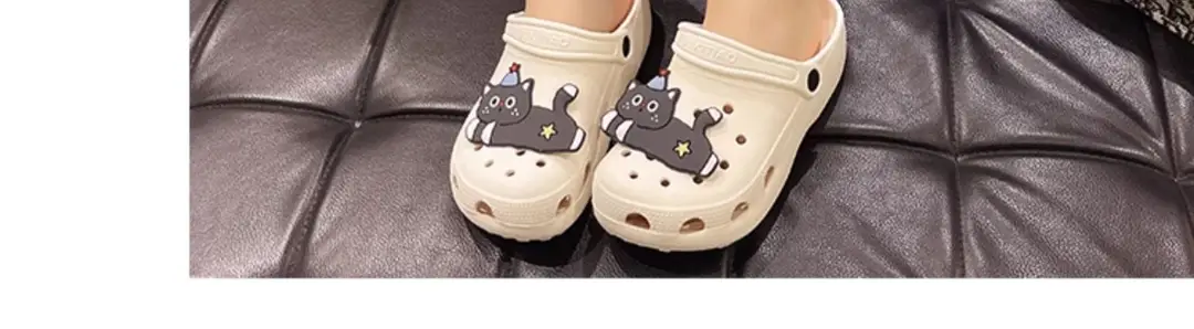 Cute Black Cat Hole Shoes Women's Summer Indoor and Outdoor Wear Student Dormitory Non-Slip Thick Bottom Double-Wear Baotou Sandals — feature 9