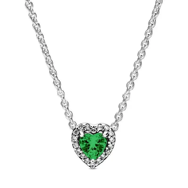 Heart Shaped Green Diamond Necklace for Women