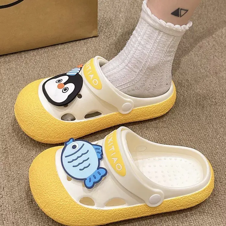 Women's Summer Outer Wear Cute Penguin Fish Baotou Thick Bottom Non-slip Two-wear Beach Sandals - Image 9