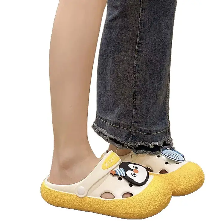 Women's Summer Outer Wear Cute Penguin Fish Baotou Thick Bottom Non-slip Two-wear Beach Sandals - Image 10