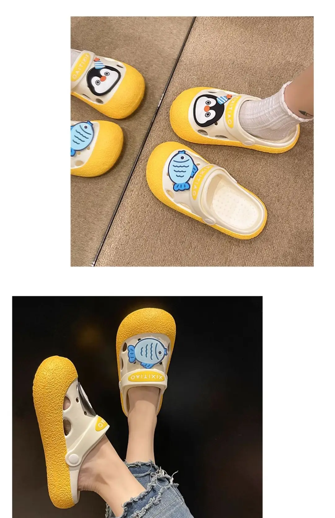 Women's Summer Outer Wear Cute Penguin Fish Baotou Thick Bottom Non-slip Two-wear Beach Sandals — feature 11