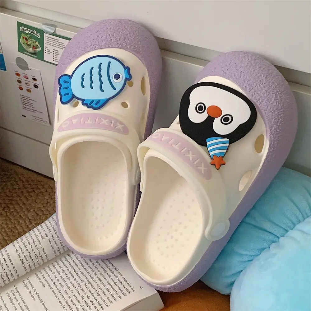 Women's Summer Outer Wear Cute Penguin Fish Baotou Thick Bottom Non-slip Two-wear Beach Sandals - Image 3