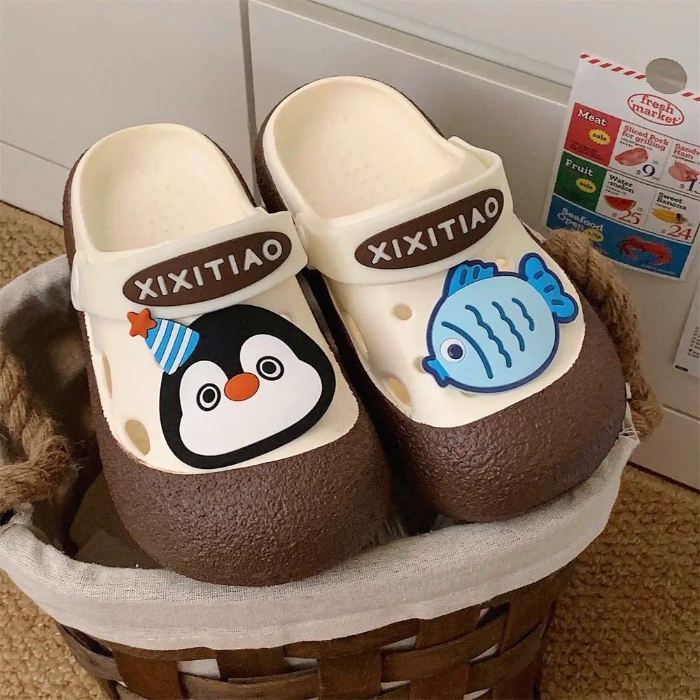 Women's Summer Outer Wear Cute Penguin Fish Baotou Thick Bottom Non-slip Two-wear Beach Sandals - Image 4