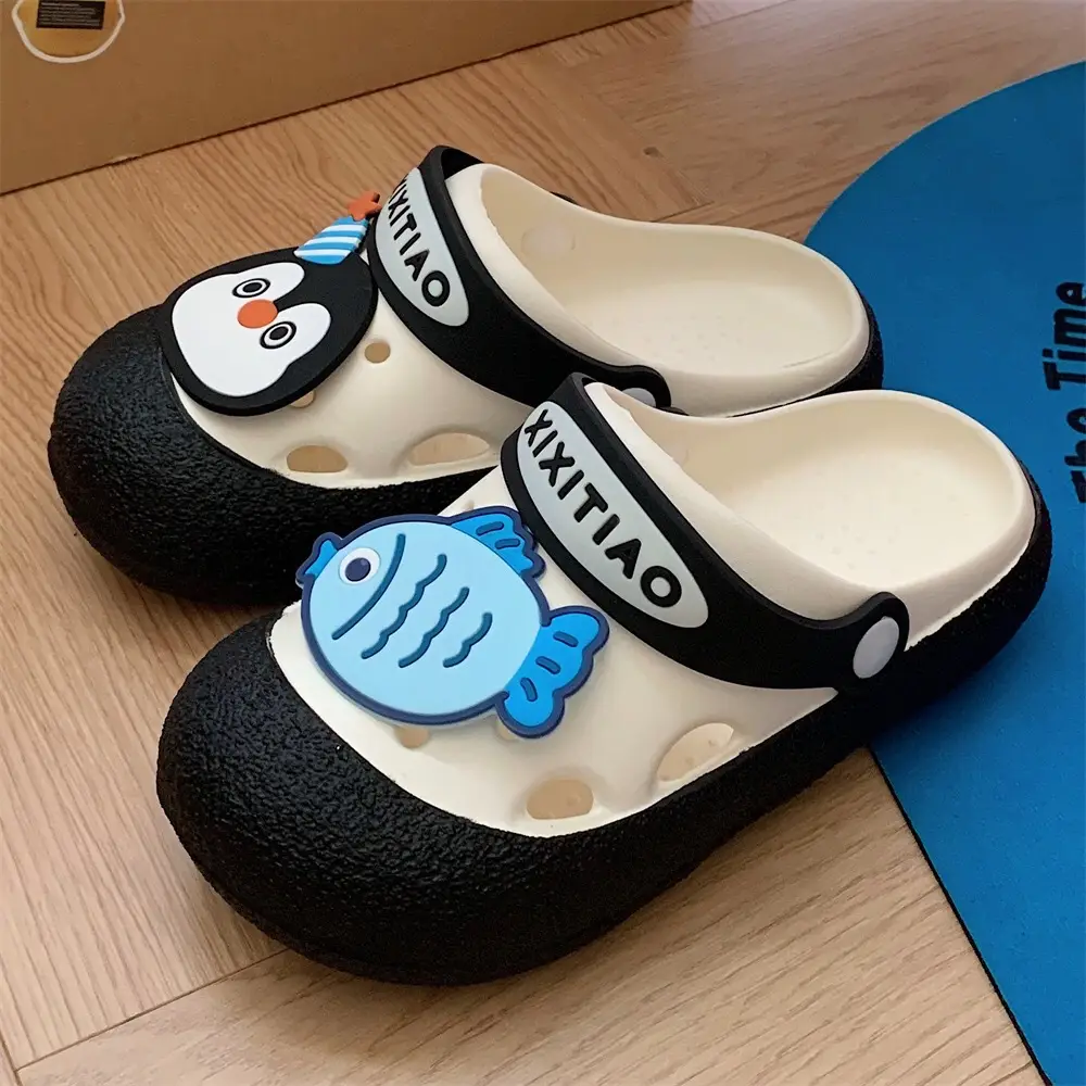 Women's Summer Outer Wear Cute Penguin Fish Baotou Thick Bottom Non-slip Two-wear Beach Sandals - Image 5