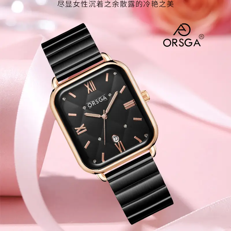 Orsga Black Square Quartz Watch for Women - Image 39