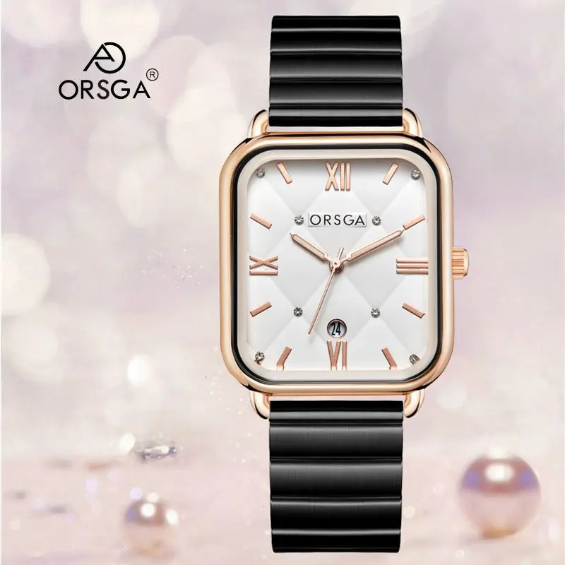 Orsga Black Square Quartz Watch for Women - Image 40