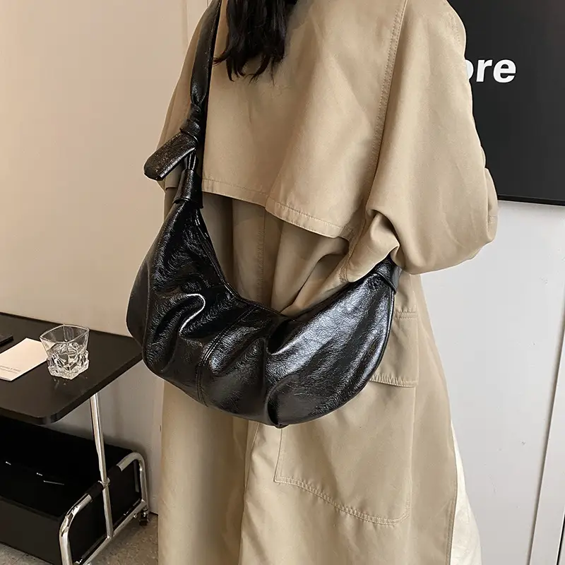 Brown Pleated Korean Style Handbag for Women - Image 8