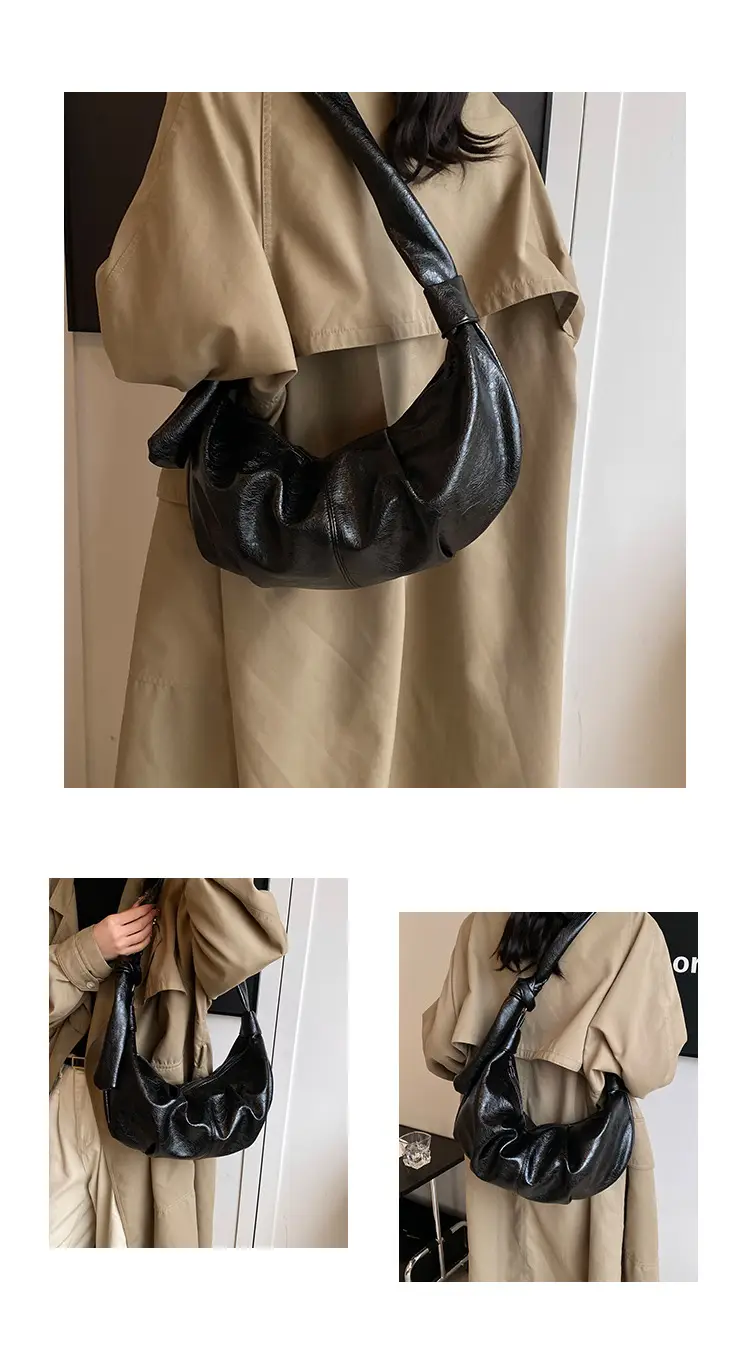 Brown Pleated Korean Style Handbag for Women — feature 10