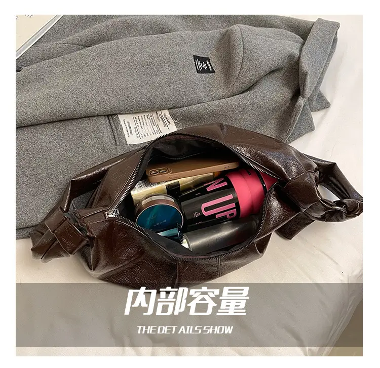 Brown Pleated Korean Style Handbag for Women — feature 13