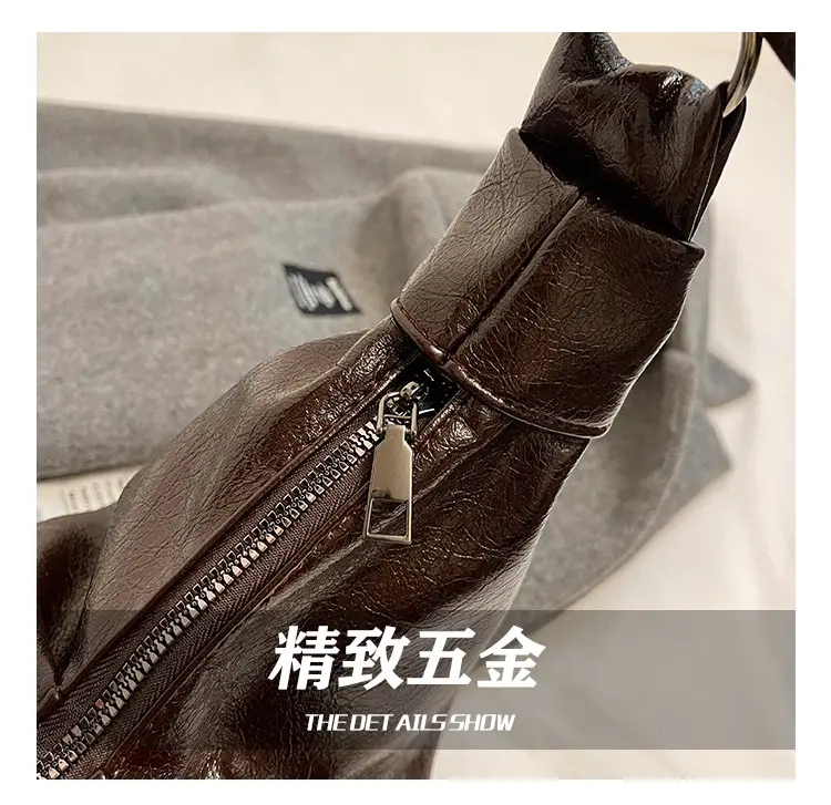 Brown Pleated Korean Style Handbag for Women — feature 14