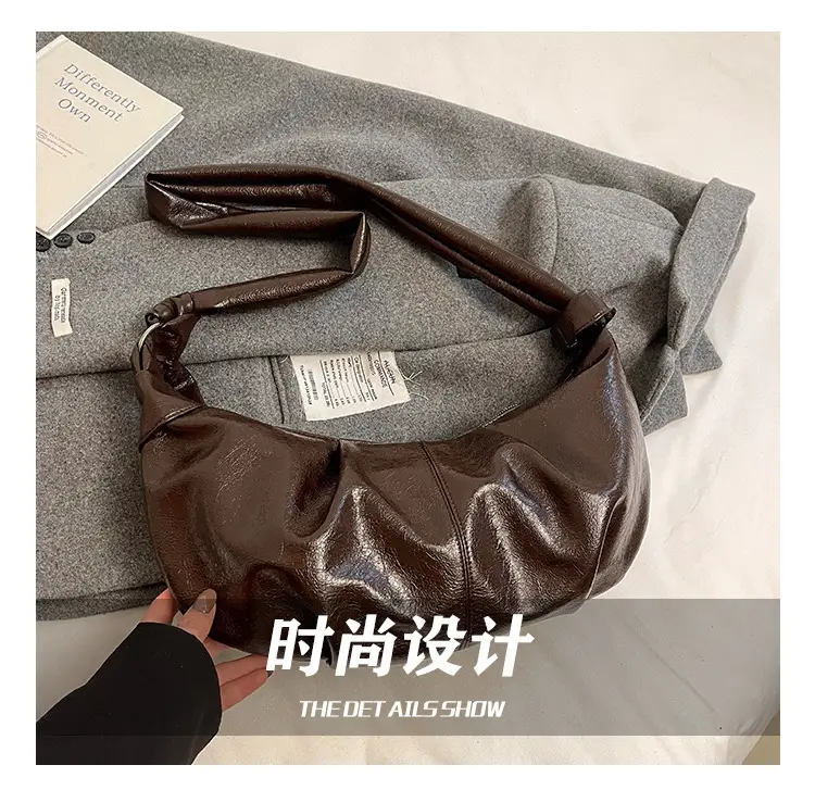 Brown Pleated Korean Style Handbag for Women — feature 15