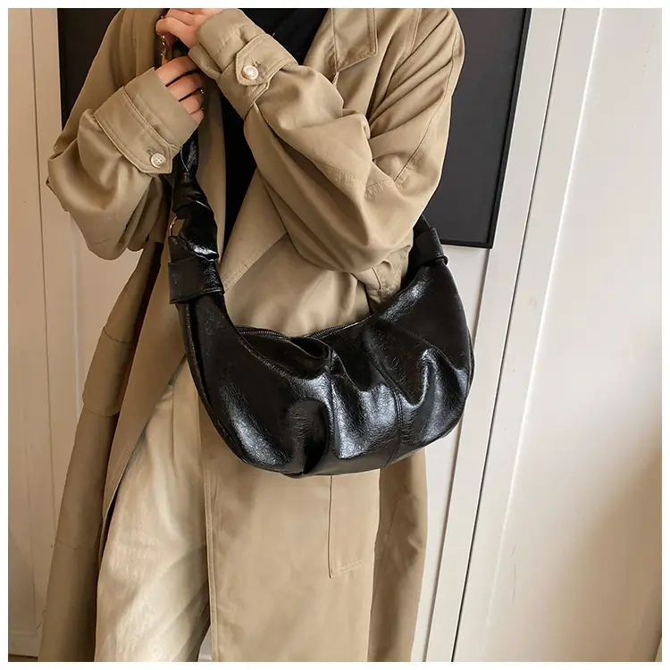 Brown Pleated Korean Style Handbag for Women — feature 22