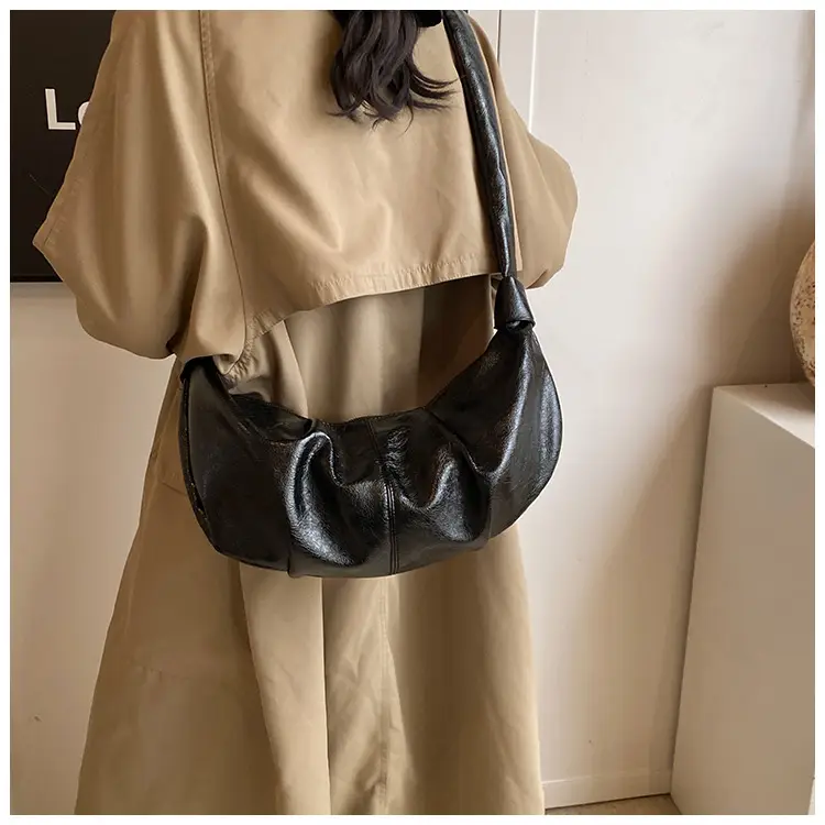 Brown Pleated Korean Style Handbag for Women — feature 23
